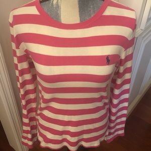 Ralph Lauren Sport Pink/White Striped LS T-Shirt L